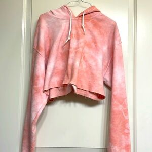 EUC pink tie-dye crop hoodie *see measurements*